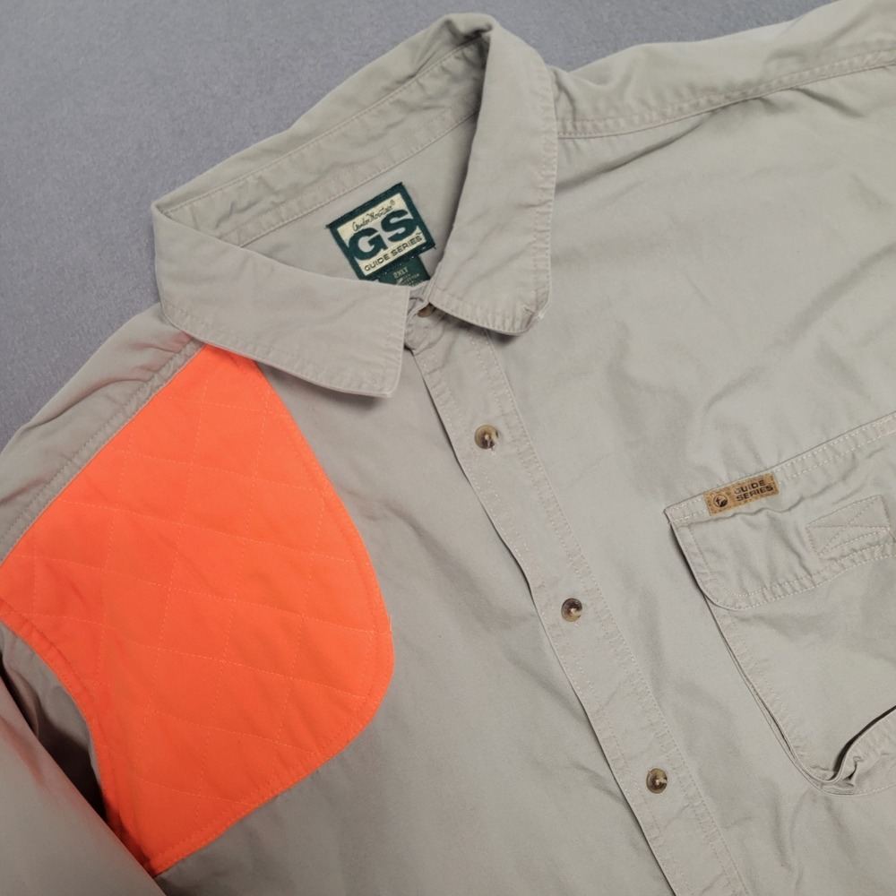 Gander Mountain Guide Series Mens 2XLT Khaki Blaze Orange Shooting Hunting Shirt